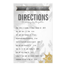 Gold & Silver Bride & Groom Snowflake Directions Stationery