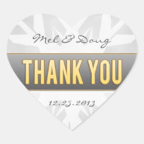 Gold & Silver Bride & Groom Snowflake Thank You Stickers