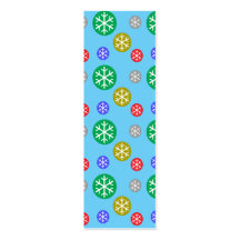Gold silver red green snowflakes on blue business card