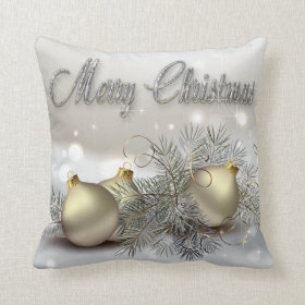 Gold & Silver Shimmer Christmas Ornaments Throw Pillows