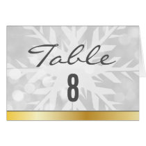 Gold & Silver  Snowflake Table Number Card