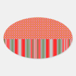 Gold silver snowflakes on red stripes stickers