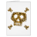 Gold Skull and Crossbones Greeting Cards
