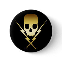 GOLD SKULL AND LIGHTNING BOLTS buttons by dgpaulart GOLD SKULL AND LIGHTNING BOLTS buttons