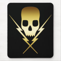 GOLD SKULL AND LIGHTNING BOLTS MOUSE PADS