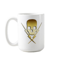 GOLD SKULL AND LIGHTNING BOLTS mugs