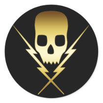 GOLD SKULL AND LIGHTNING BOLTS STICKERS