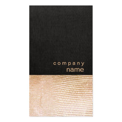 Gold Snake Skin Pattern Black Linen Look Business Card (front side)