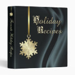 Gold Snowflake Black Silk Holiday Recipe Cookbook Binders