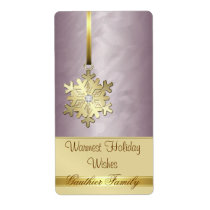 Gold Snowflake Bronze Foil Diamond Wine Label