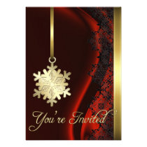 Gold Snowflake Decoration Red Silk Invitation
