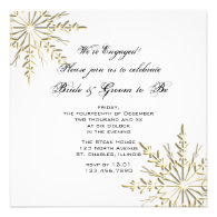 Gold Snowflake Engagement Party Invitation