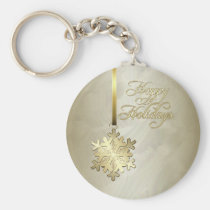 Gold Snowflake Gold Foil Holiday Keychain