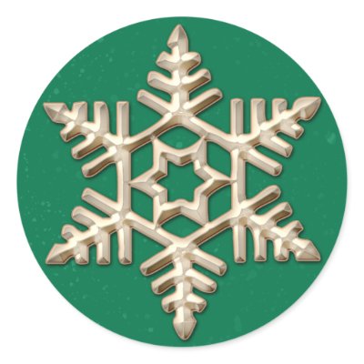 Gold Snowflake on Green Holiday Stickers by mariannegilliand