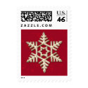 Gold Snowflake on Red Holiday Postage postage