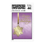 Gold Snowflake Pink Foil Holiday Postage Stamp
