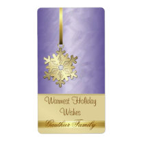 Gold Snowflake Purple Foil Diamond Wine Label