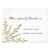 Gold Snowflake Wedding RSVP Response Card Personalized Invitations