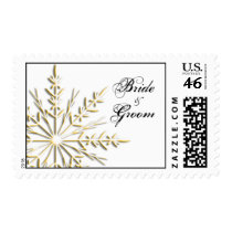 Gold Snowflake Winter Wedding Postage Stamp