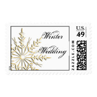 Gold Snowflake Winter Wedding Postage Stamp