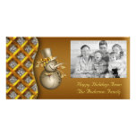 Gold Snowmen Christmas Photo Card