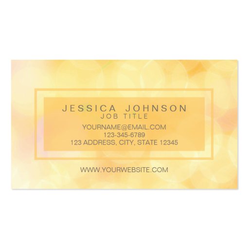 Gold Soft Lights Glitter Bokeh Business Card (back side)
