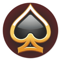 GOLD SPADE ROUND STICKER