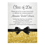 Gold Sparkle-look Bow Graduation Invitation invitations