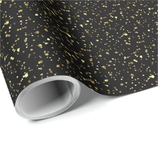 Gold Sparkling Paint Splatter Pattern Wrapping Paper
