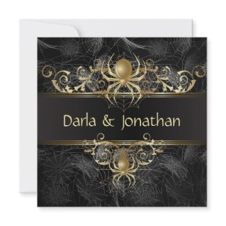 Gold Spider Web Swirls Save The Date invitation