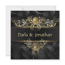 Gold Spider Web Swirls Save The Date Personalized Invitation