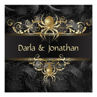 Gold Spider Web Swirls Save The Date Personalized Invitation