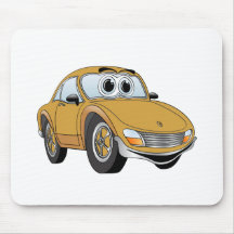 Gold Sport Car Cartoon Mousepad