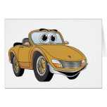 Gold Sports Car Convertible Cartoon cards