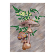 Gold Spotted Mushrooms and Yellow Star Flowers posters