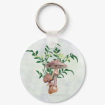 Gold Spotted Mushrooms, Star Flowers Keychain