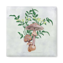 Gold Spotted Mushrooms Star Flowers Magnet