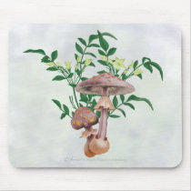 Gold Spotted Mushrooms, Star Flowers Mousepad