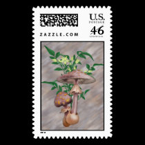 Gold Spotted Mushrooms, Star Flowers Stamps