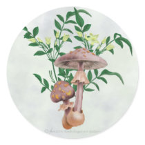 Gold Spotted Mushrooms, Star Flowers Stickers