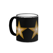 Gold Star 3 stars ringer mug black