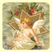 Gold star angel stickers