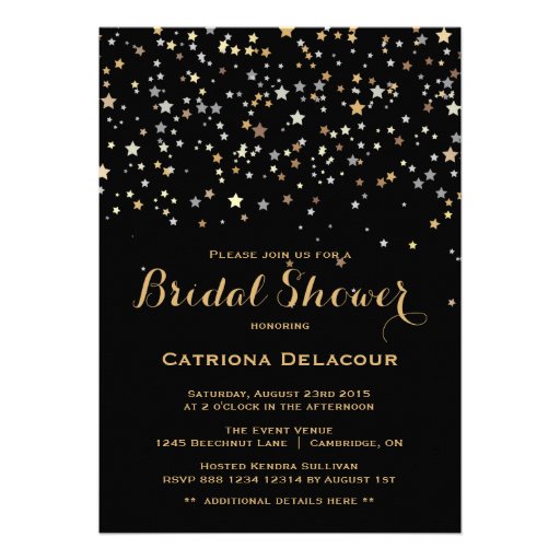 Gold Star Confetti Bridal Shower Invitation