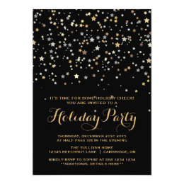 Gold Star Confetti Holiday Party Invitation