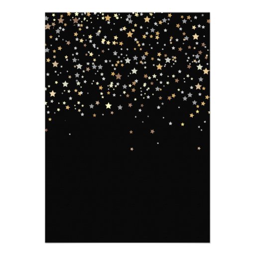 Gold Star Confetti Modern Wedding Invitation