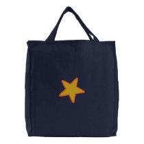 Gold Star Embroidered Canvas Tote Bag embroidered bags