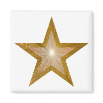 Gold Star fridge magnet square white