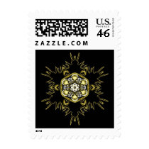 gold star in black sky postage
