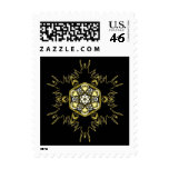 gold star in black sky postage stamp