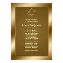 Gold Star of David Bar Mitzvah invitations